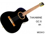  Takamine GC - 6 BK, Guitarra Clásica  20 Espacios Cuerdas Nylon, con Equalizador Takamine TP-4 T