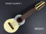 Pedro Quispe T. Charango Econ con y sin Nacar, Tapa Pino Abeto, Caja de Naranjillo Incluye Funda  # 15 