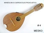 Mandolina Mesko 8 Cuerdas Tapa de Sapelly con Roseta de Madera Aleman, Caja de Sapelly Electroacustica con Equalizador Joyo JE 303 de 4 bandas con afinador, Manufacturada con Maderas Laminadas # 4