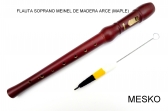 Flauta Dulce Soprano Meinel M 201 - M 202 de Madera de Arce (MAPLE) Incluye Barilla de Limpieza y Funda Producto Aleman